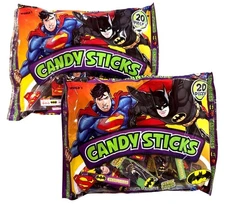 2pc Set 1.83oz/20ct per Bag  World's Candy Sticks DC COMICS Batman & Superman