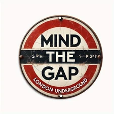 Vintage London Underground Mind the Gap Tin Metal Signs Home Décor 8x8 
