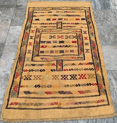 Vintage Handmade Kilim Moroccan Wool Sabra Kelim Area Rug 3x5 ft Free Ship