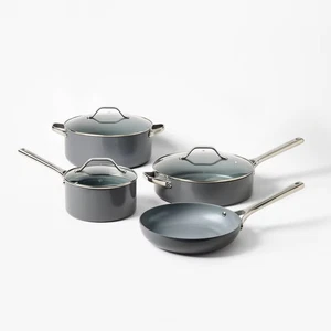Figmint 7PC Aluminum Cookware Set 450 Degree F Dark Nonstick Ceramic Coated