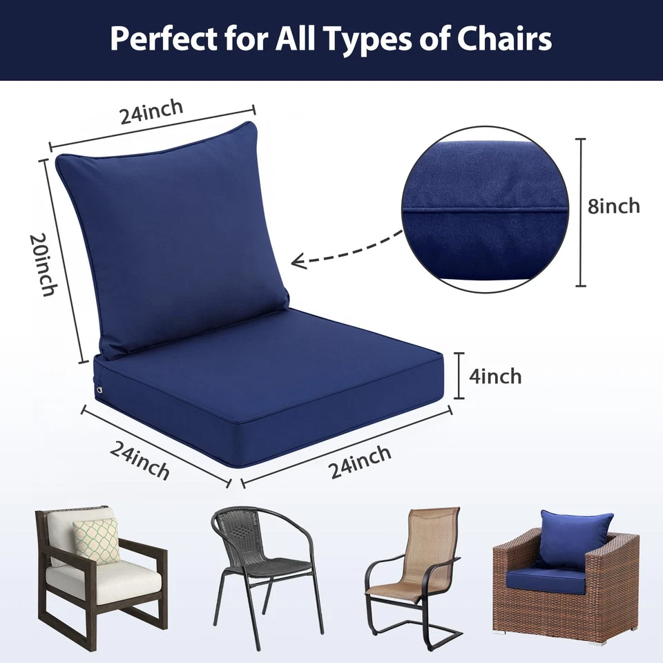 Outdoor Patio Chair Cushions 24x24 Inch, Waterproof Cushions for Deep Seat Pa... - Image 4 of 4