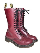 Dr Martens 11855 1914 stivali da donna in pelle di vitello rosso ciliegia 14 occhielli taglia 9 US