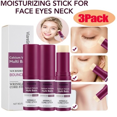 3Pack Calcium Volume Multi Balm Wrinkle Core Stick Collagen Moisturing Stick 9g