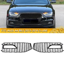 Black Front Honeycomb RS4 Style Fog Light Grill Cover For Audi A4 B8.5 2013-2016