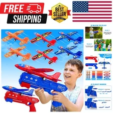 6 Pack Airplane Launcher Toys, 2 Flight Modes LED Foam Glider Catapult Plane,...