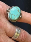 VINTAGE TAXCO MEXICO STERLING SILVER TURQUOISE Adjustable RING Gorgeous Stone!