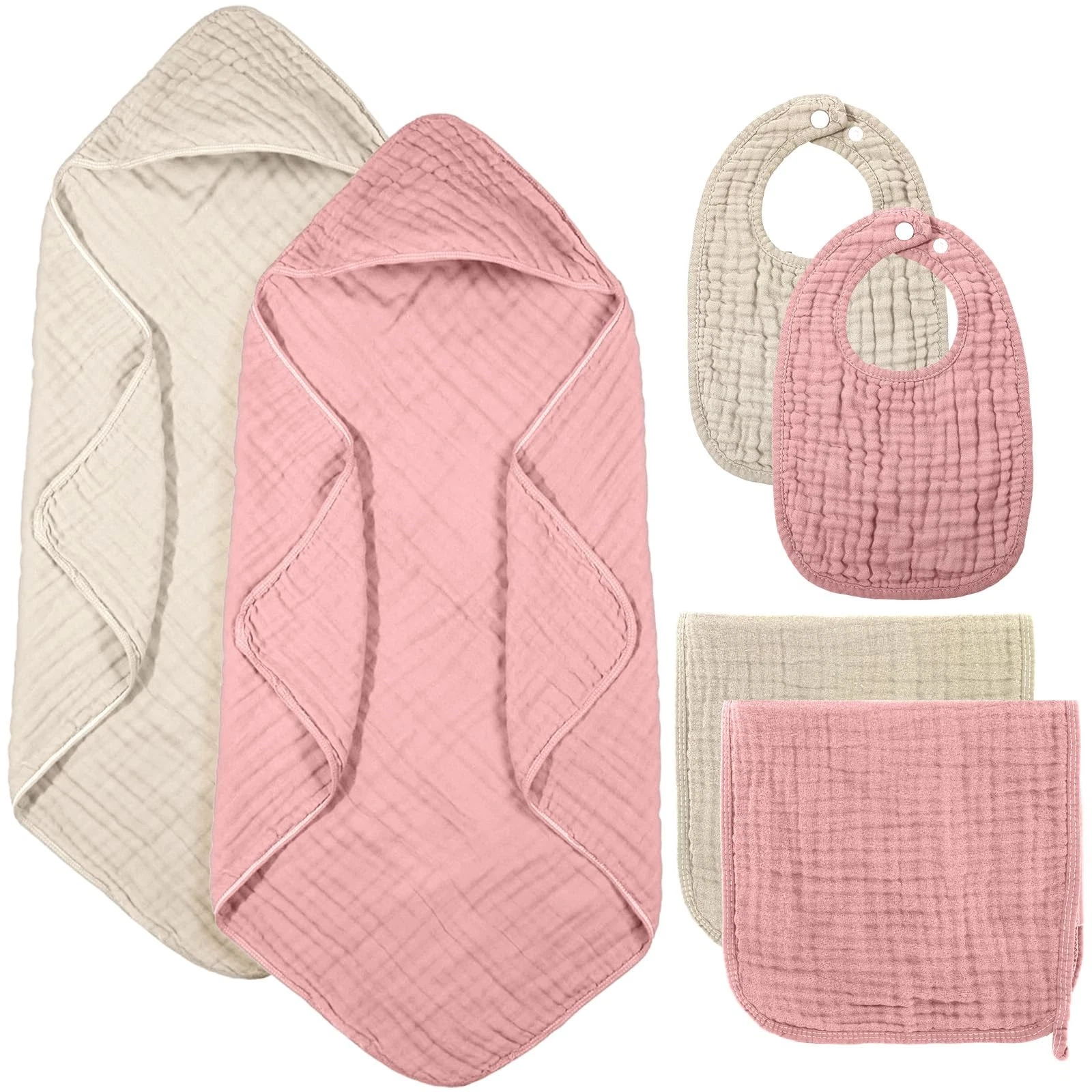 6 Pcs Muslin Hooded Bath Towels Washcloths and Bibs Set, Muslin Cotton Baby T...
Opens in a new wind