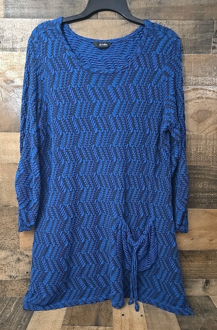 Ali Miles Top Women Large Textured  3/4 Sleeve Stretch Lagenlook Boho Witchy