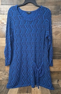 Ali Miles Top Women Large Textured  3/4 Sleeve Stretch Lagenlook Boho Witchy