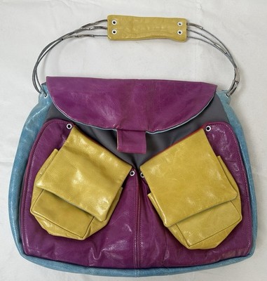 Cirque Du Soleil Colorful Leather Bag/Purse With Guide Wire Strap Handle Playful