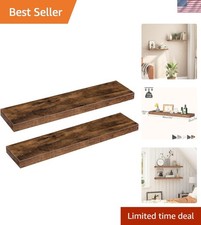 Durable 31.5" Floating Shelves Set of 2 with Invisible Brackets - Rustic Design