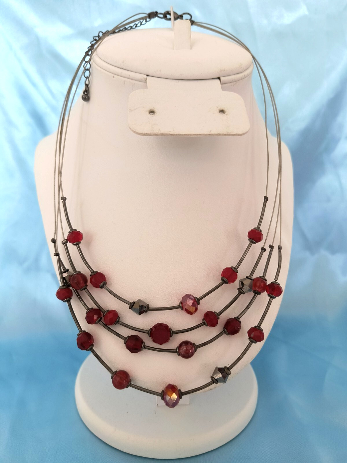 Women's Multistrand Statement Necklace Silver / R… - image 1