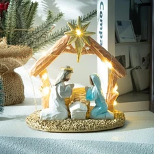 BUTITNOW Nativity Scene with Lights, Sculpted Hand Painted Nativity Figure - ...