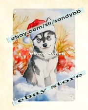 Metal Sign Puppy Christmas Portrait cute dog christmas