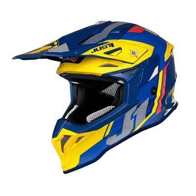 Just1 Adult's J39 Reactor Motorcycle Helmet - Yellow / Blue - 2XL - J3913REYB26