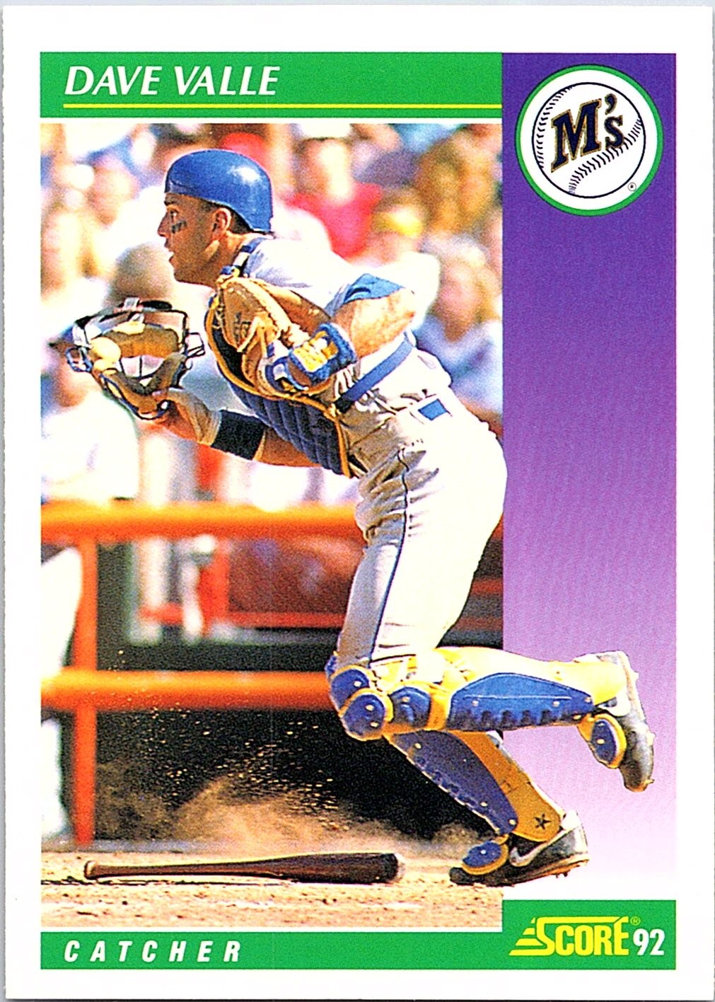 Dave Valle 1992 Score #343 Seattle Mariners