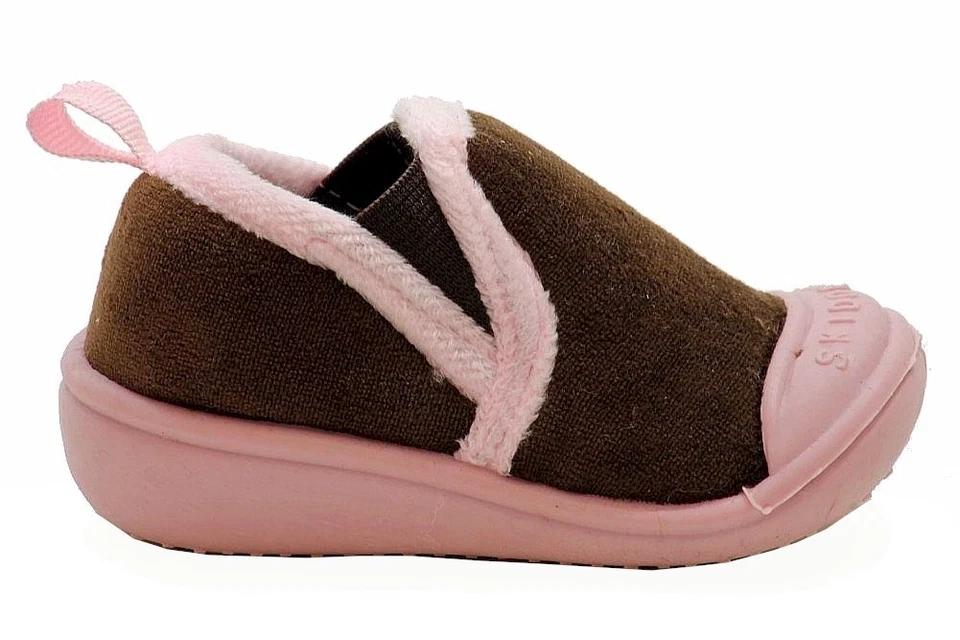 Skidders Niña XY8708 Marrón Antideslizante Agarre Zapatilla Zapatos Foto 3 de 4