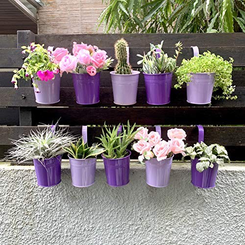 LaLaGreen Hanging Planter Outdoor - 10 Pack, 4 Inch Fence Planters Outdoor