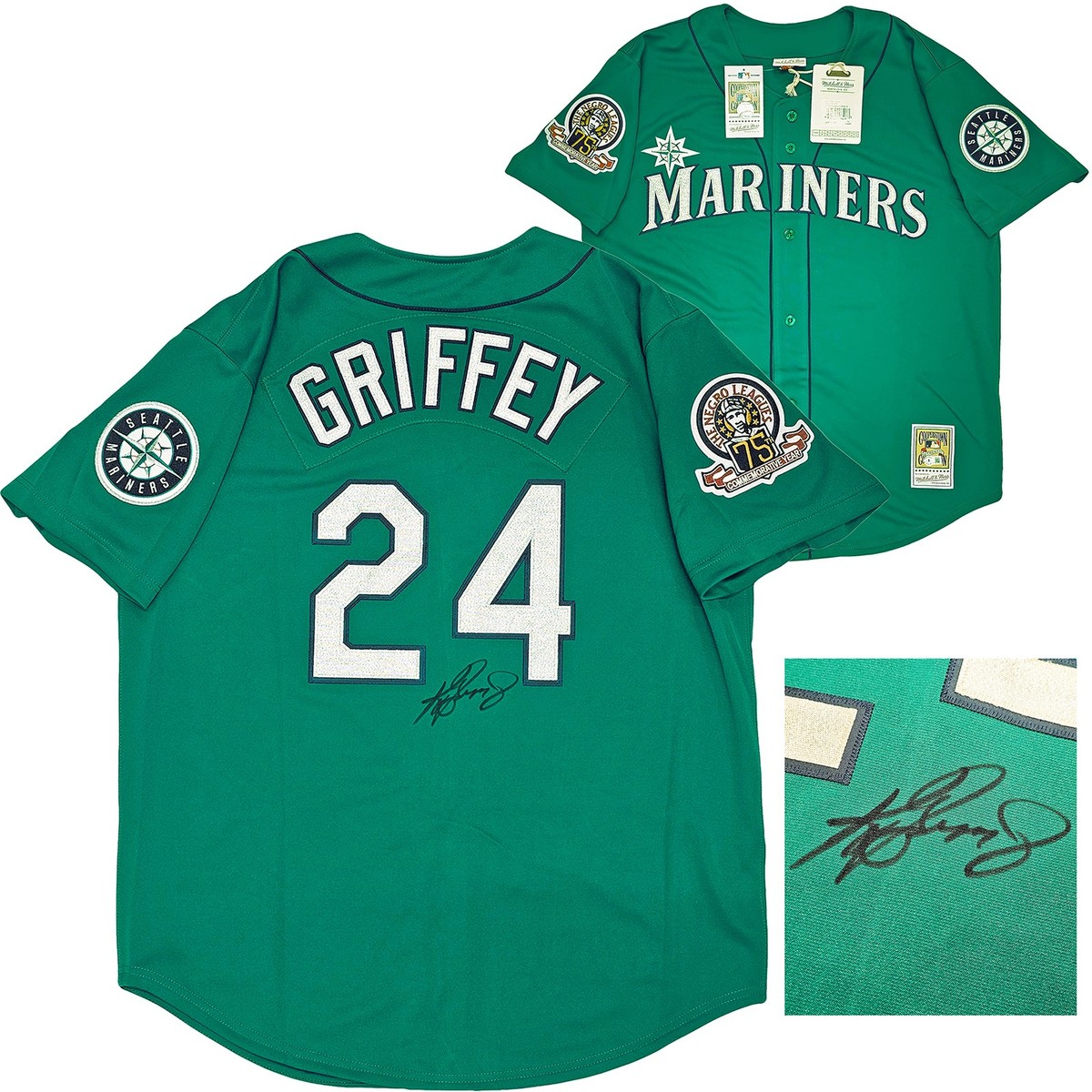 Mariners Ken Griffey Jr Auto Teal MN 95 Cooperstown Jersey XL