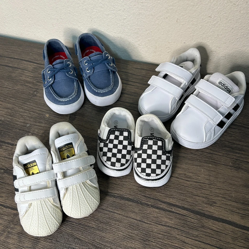 Bebé Infante Niño Zapatos Lote de 4 Adidas Sperry Vans Varias Tallas 1 2 4 5 4153 Foto 2 de 4