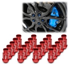 Red 20 PCS M12x1.5 Lug Nuts Short 50mm Tuner Open End Aluminum Wheels Rims Ca...