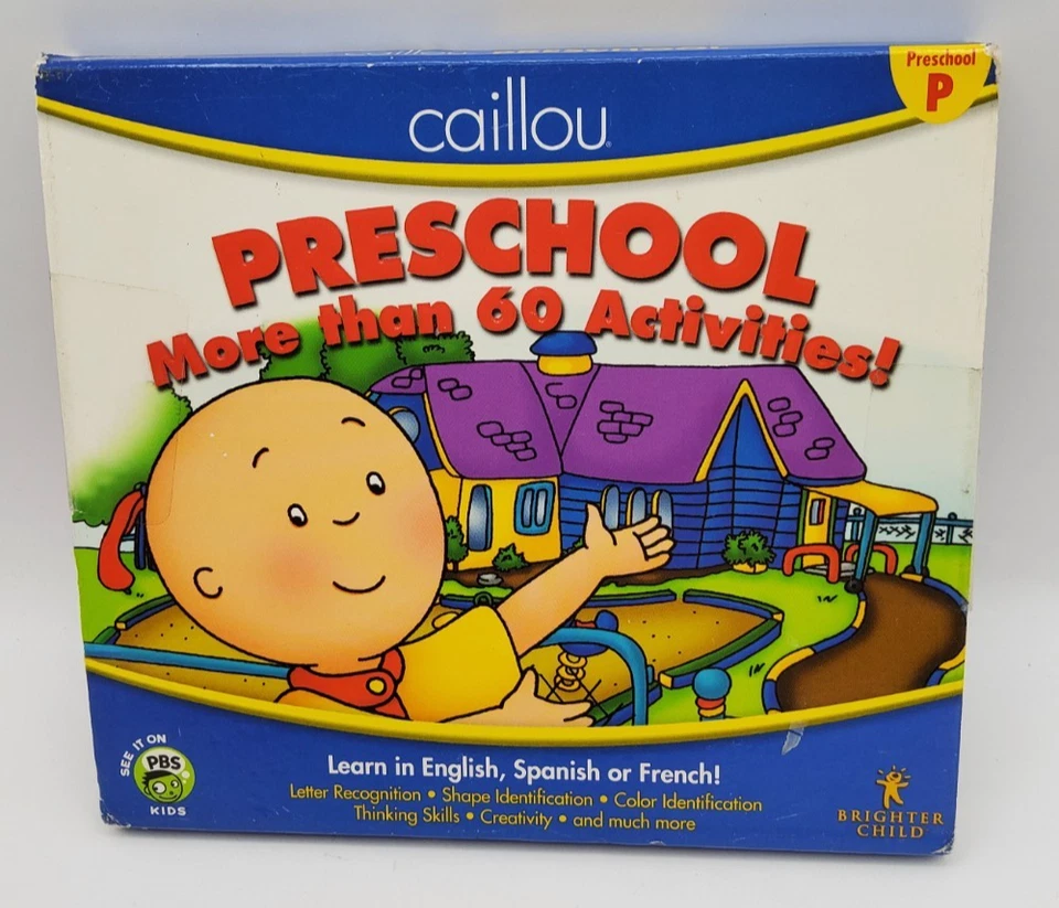 Caillou Preschool PC CD-ROM 2003  Learning Game English Spanish French ~ NEW - Image 2 of 4