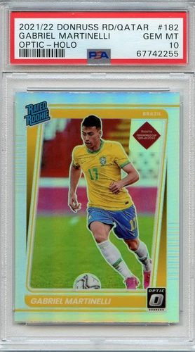 2021-22 DONRUSS #182 GABRIEL MARTINELLI "OPTIC HOLO PRIZM", BRAZIL, PSA 10 (255)