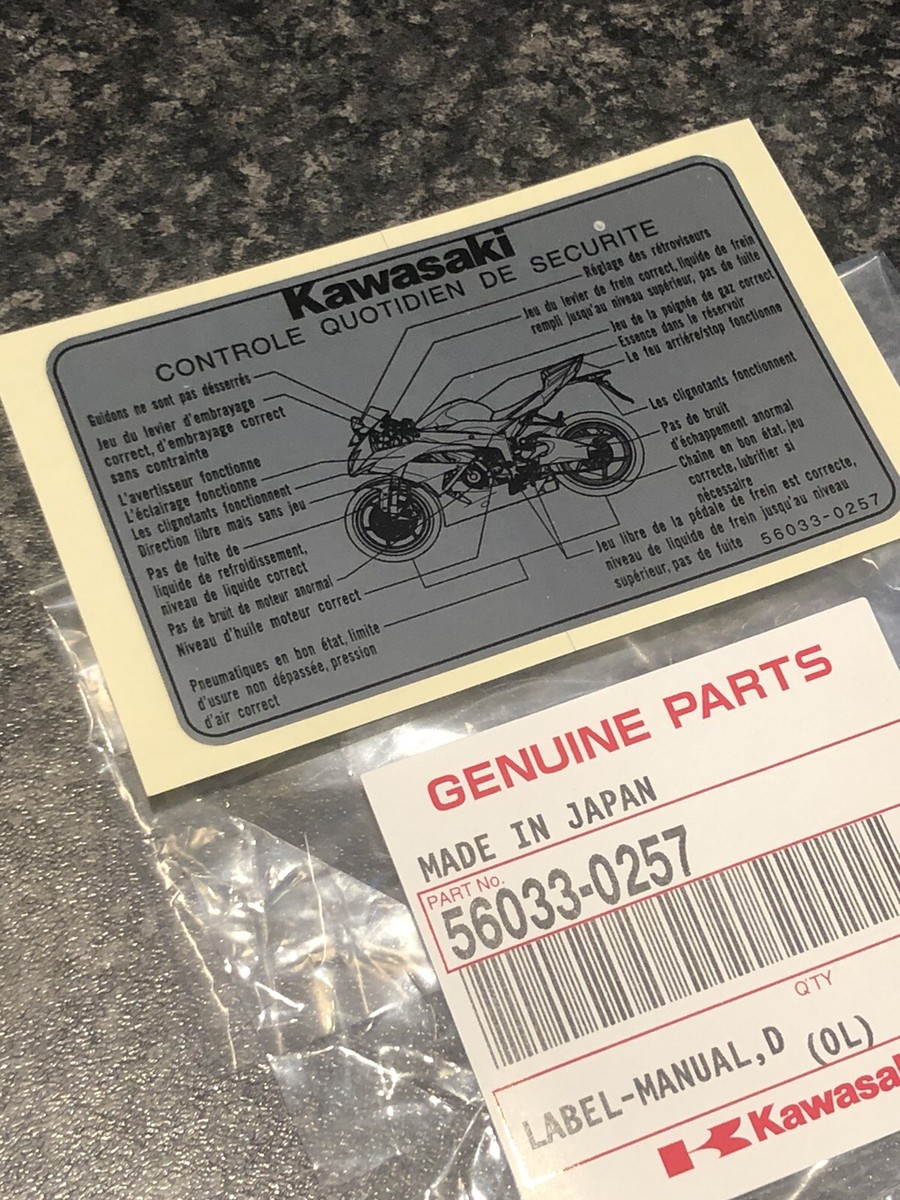 French ZX-6R NINJA New Genuine KAWASAKI Daily Safety Check Decal