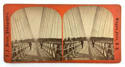 Antique Stereoview Photo Niagara Falls Suspension Bridge S J Mason