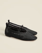 J.CREW Black  Quinn  Crystal Mesh Mary Jane Ballet Flats Sz 7.5