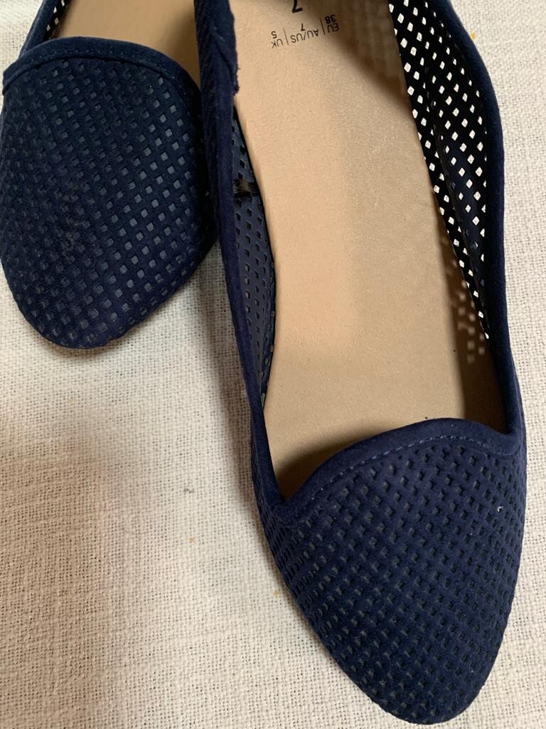 Kmart Pointed Toe Knit Flats Navy Blue Anko Round Hole Points Flats