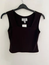 BNWT Joseph Ribkoff UK 8 sleeveless Jersey  top tank vest square neck brown