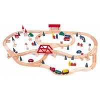 Kinder Holz Eisenbahn 90 Teile Eisenbahn ZubehöR Holzspielzeug Holzzug # 90815