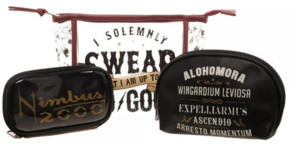 Licensed Harry Potter 2 Piece Cosmetic Toiletry, Make Up Bag & Brush Gift Set