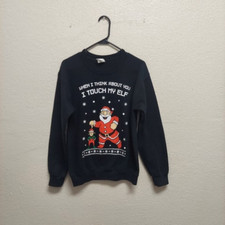 Ugly Christmas Sweatshirt Black Size Small Gildan Heavy Blend Santa Elf Funny