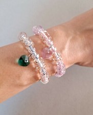 Set of 2 New Kids toddler multi color bracelet set pink purple green heart charm