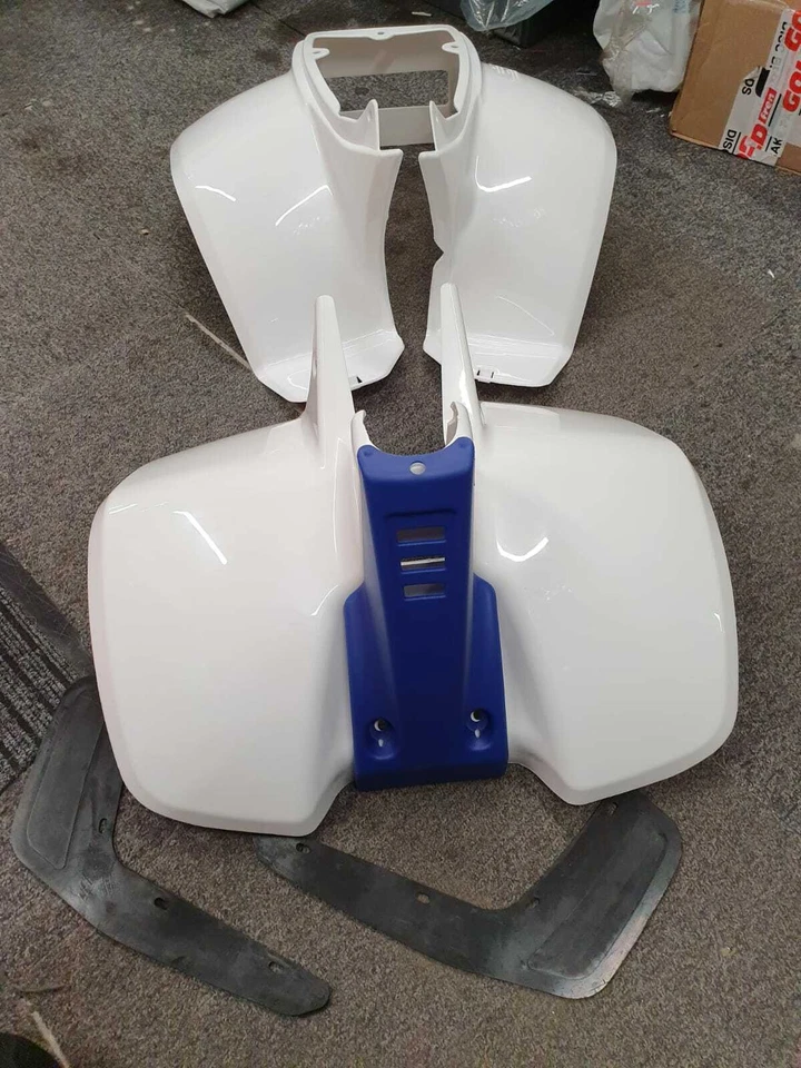 Plastics Set For Suzuki LT50 White Front, Rear Fender, Blue Nose Panels Mudflaps - Image 2 of 4