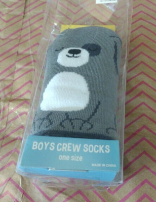 Boy's  dog  gray Critter Crew Socks One Size GERTEX Brand NEW shoe 5-8 sock 8-10