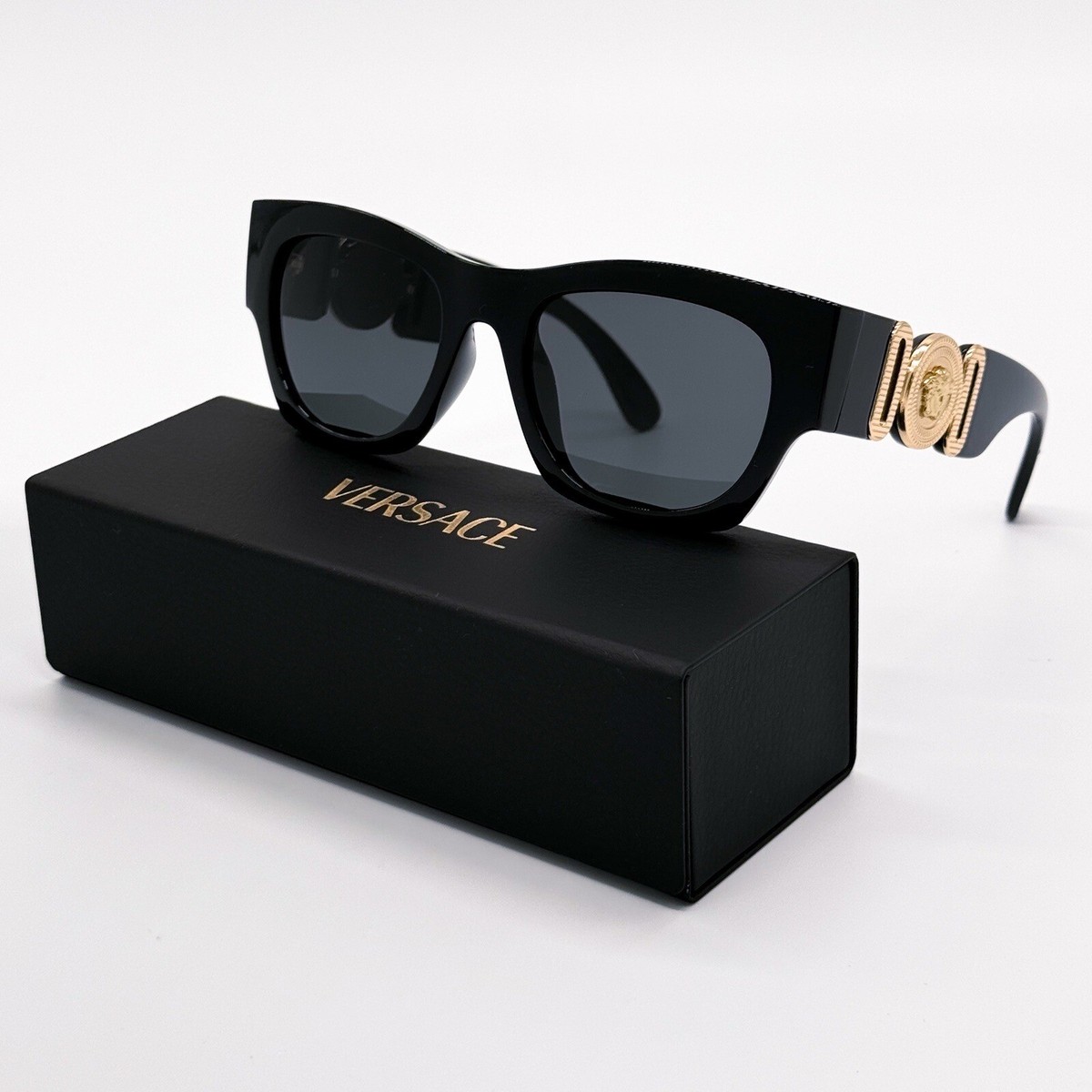 VERSACE キャットアイフレムサンクラス VE4450 GB187 NEW VERSACE VE4479U GB187 BLACK CAT EYE MOD 4479U GB1/87