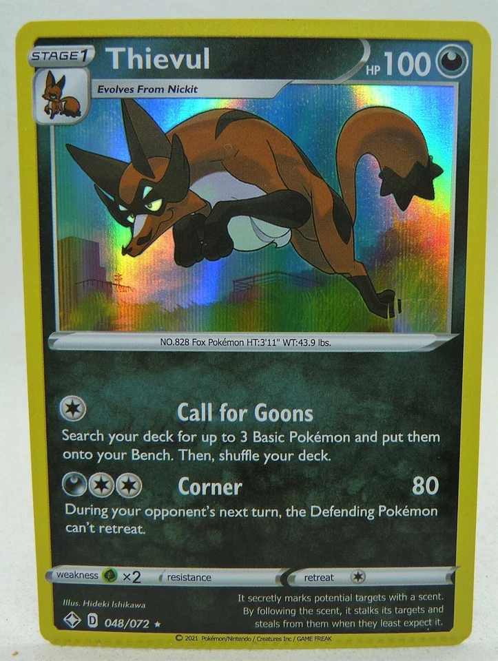 Carte Pokemon anglaise holo Thievul 048/072 2021 comme neuf - Photo 1/2