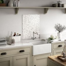 Laura Ashley Glass Splashback Lisette White Heat Resistant Kitchen Cooker Hob