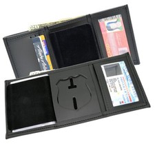 Perfect Fit Tri Fold Badge Wallet NY Police Fits NYPD Patrol Officer Leather