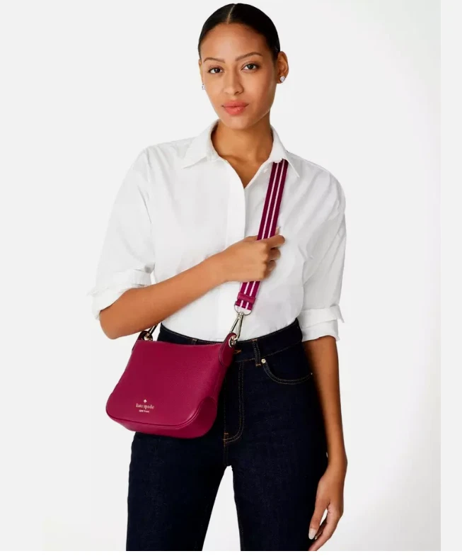 Tracolla Kate Spade Rosie in pelle con ciottoli lampone scuro nuova con etichette $349