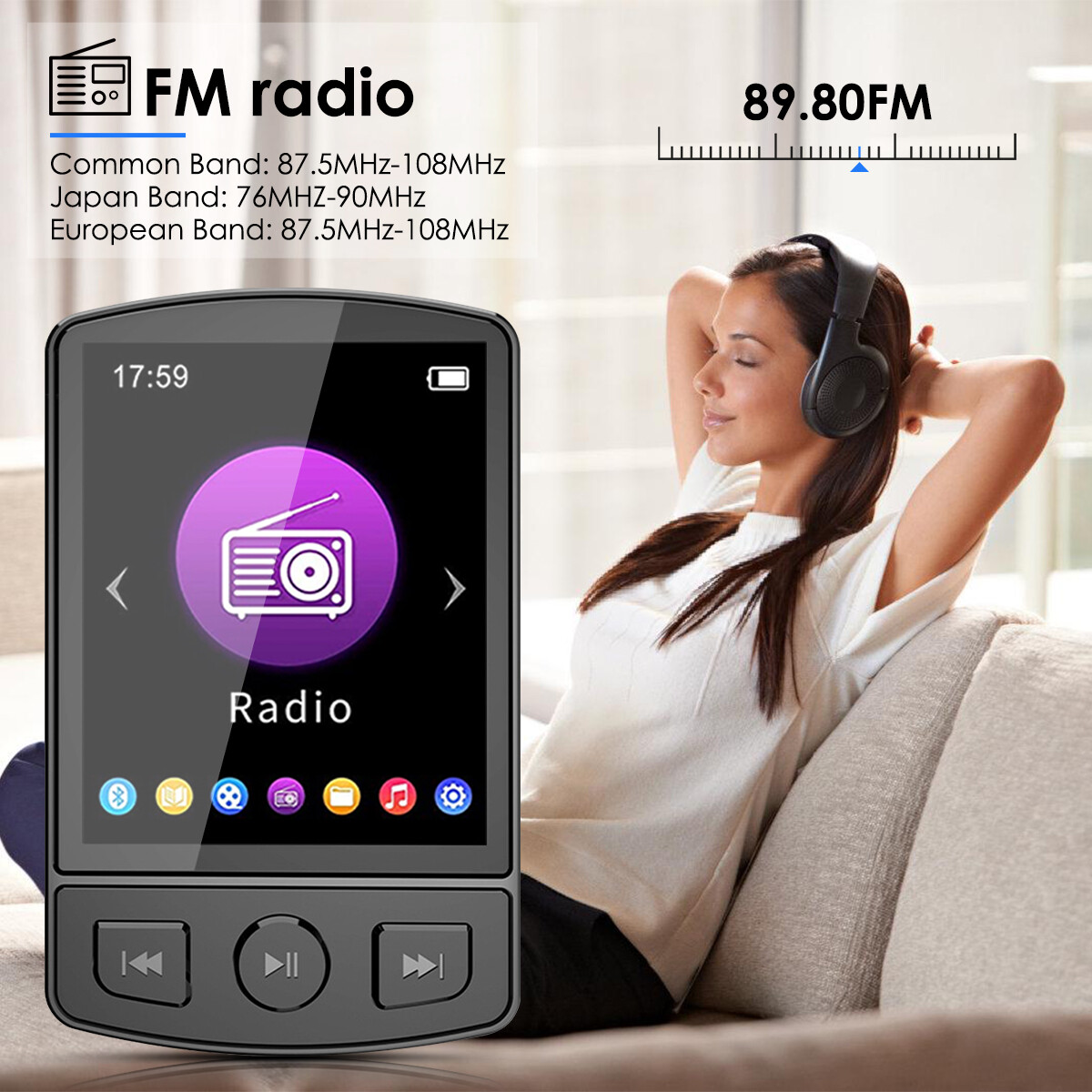 Bluetooth MP4/MP3 Lossless Music Player FM Radio Recorder Sport