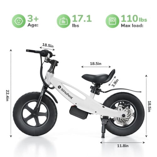 Electric Balance Bike For Kids 2 IN 1 150W 12" Inflatable Tire & Adjustable Seat - Picture 9 of 12
