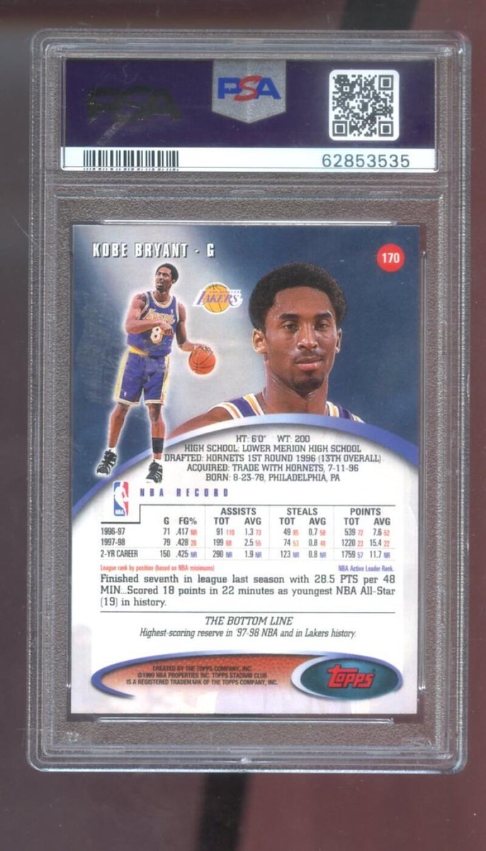 1998-99 Topps Stadium Club #170 Kobe Bryant PSA 9 Graded