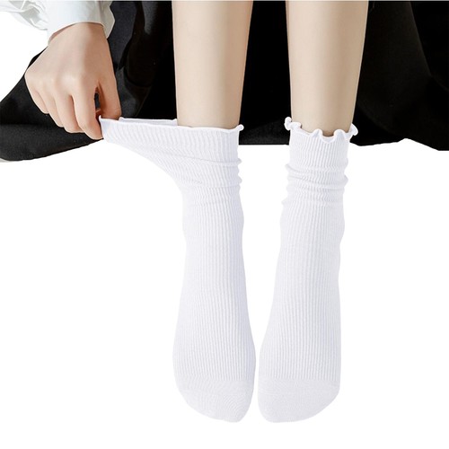Womens Socks Cute Ruffle Socks Cotton Turn-Cuff Frilly Crew Socks Slouch Casu... - Picture 7 of 7