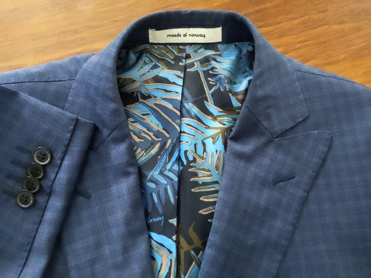 36R Moods Norway Yellow Check Hawaiian Peak Double Breasted Blazer