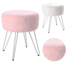 Fluffy Pouffe Stool Makeup Dressing Table Stool Padded Vanity Chair Hairpin Legs