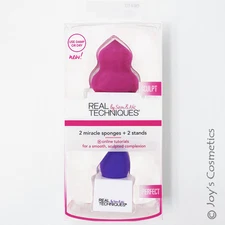 1 REAL TECHNIQUES 2 Miracle Sponges + 2 Stands "RT-1490" *Joy's cosmetics*